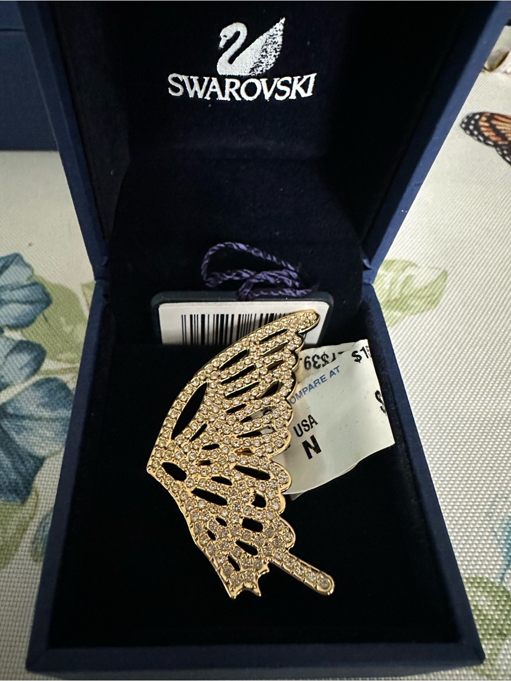 Swarovski Gold Crystal Butterfly Wing Ring - NIB - Sz 7 - 1081984